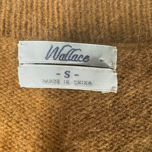 Wallace Sweater Women's XS Brown White Polka Dot Angora Blend Preppy Cottagecore - Picture 5 of 10